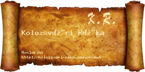 Kolozsvári Réka névjegykártya