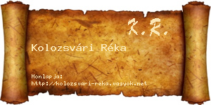 Kolozsvári Réka névjegykártya